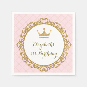 Serviette En Papier Papier d'anniversaire Royal Princess Pink Gold Nap