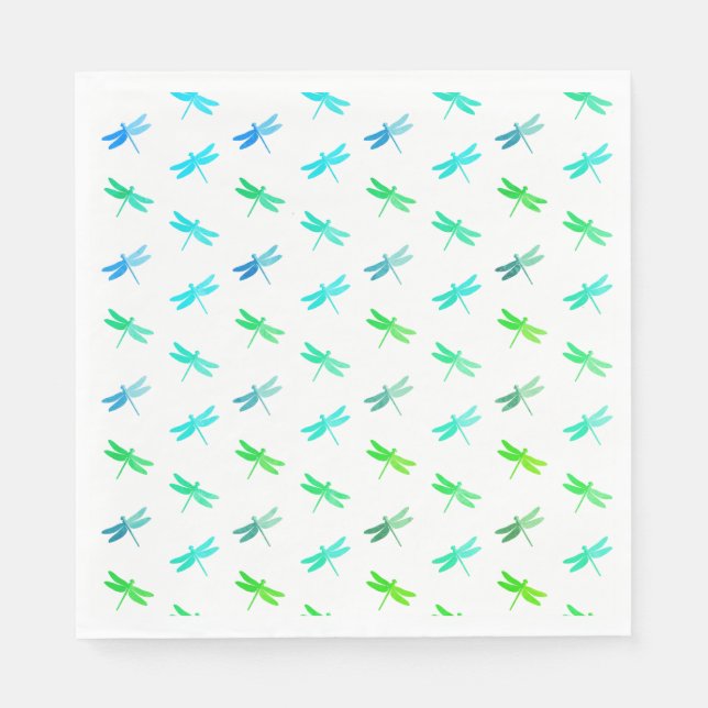 Serviette En Papier Papier d'anniversaire vert et bleu libellule servi (Devant)
