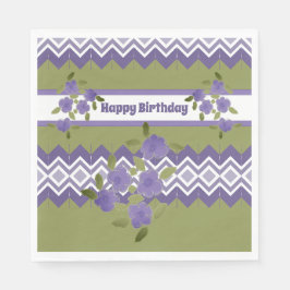 Serviette En Papier Papier d'anniversaire violet fleuri