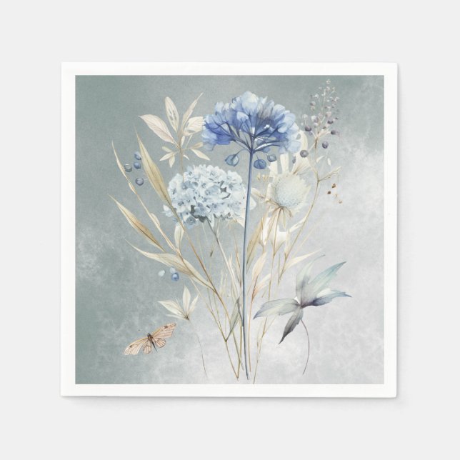 Serviette En Papier Papier d'aquarelle bleu bleu foncé Napkin (Devant)