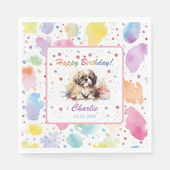 Serviette En Papier Papier d'aquarelle Shih Tzu (Devant)