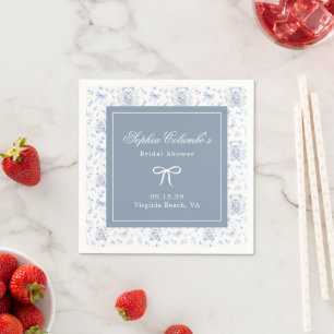 Serviette En Papier Papier de Baby shower Dusty Blue Chinoiserie