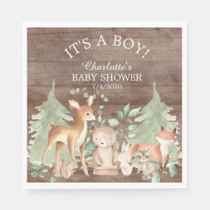 Serviette En Papier Papier de Baby shower en bois rustique