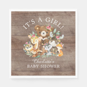 Serviette En Papier Papier de Baby shower en bois rustique