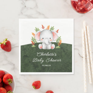 Serviette En Papier Papier de Baby shower Jungle Elephant
