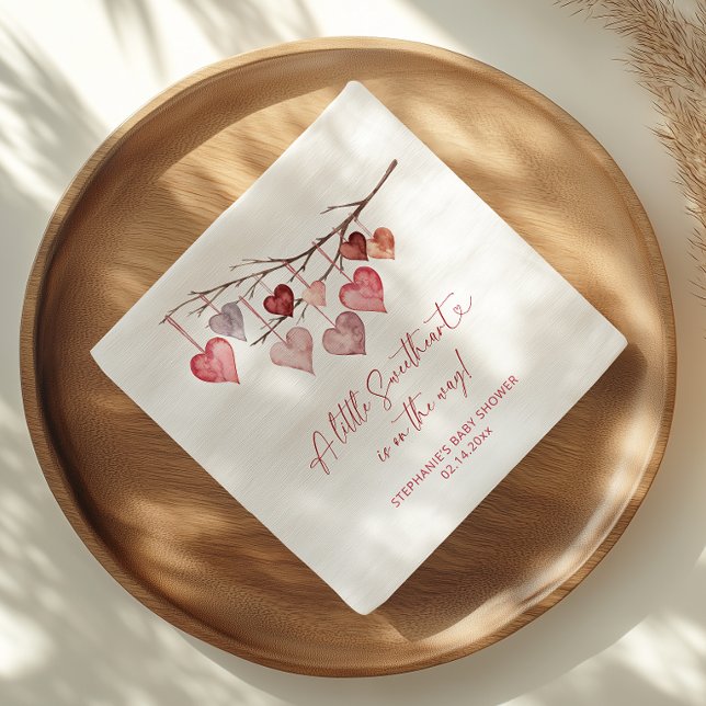 Serviette En Papier Papier de Baby shower Little Sweetheart Valentines (Créateur téléchargé)