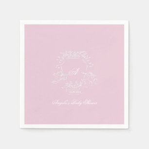 Serviette En Papier Papier de Baby shower rose monogramme Crest