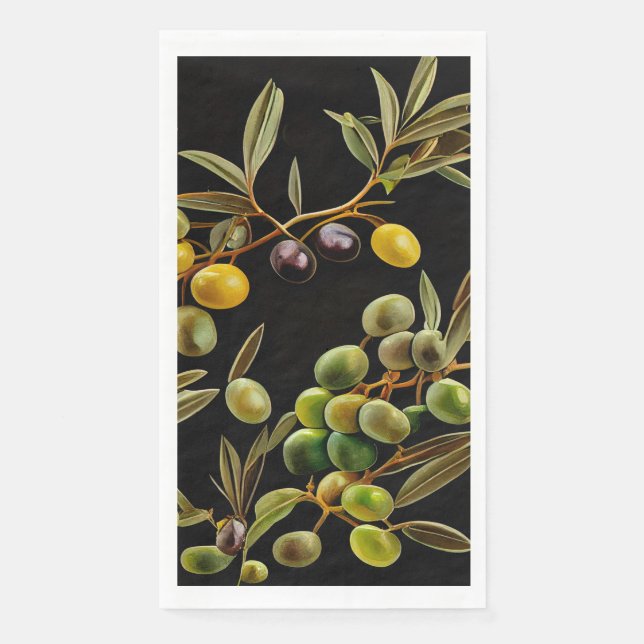 Serviette En Papier Papier de branche d'olive élégant Napkin (Devant)