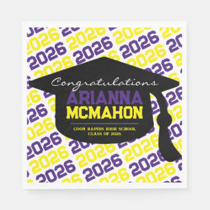 Serviette En Papier Papier de capuchon personnalisé violet et jaune