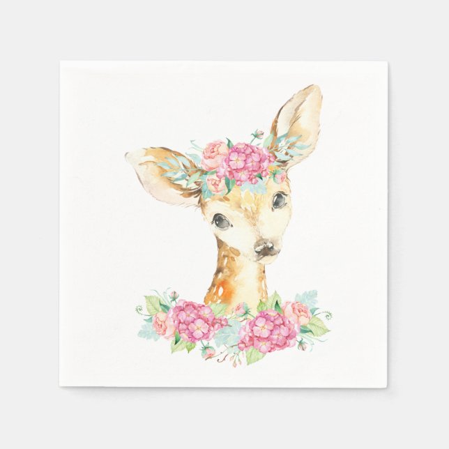 Serviette En Papier Papier de cerf de fille bébé serviettes (Devant)