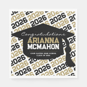 Serviette En Papier Papier de chapeau de graduation personnalisé Noir