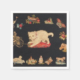 Serviette En Papier Papier de chat Kitty Needlepoint Napkin