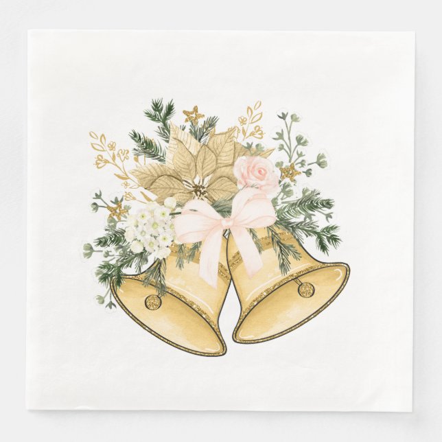 Serviette En Papier Papier de cloches de Noël Napkin (Devant)