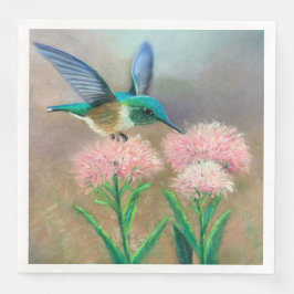 Serviette En Papier Papier de colibri et de fleurs Napkin