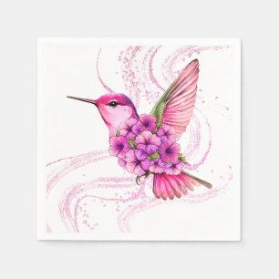 Serviette En Papier Papier de colibri rose floral