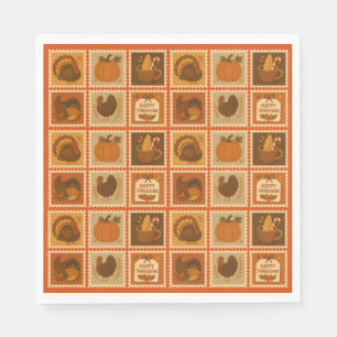 Serviette En Papier Papier de collage du timbre de Thanksgiving