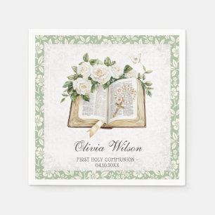 Serviette En Papier Papier de Communion Floral Première Sainte Napkin