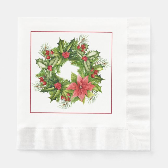 Serviette En Papier Papier de couronne de Noël (Devant)