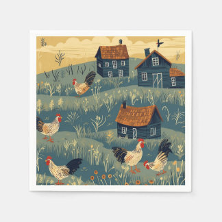 Serviette En Papier Papier de ferme de poulet Napkin