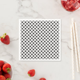 Serviette En Papier Papier de fête à pois noirs et blancs classiques