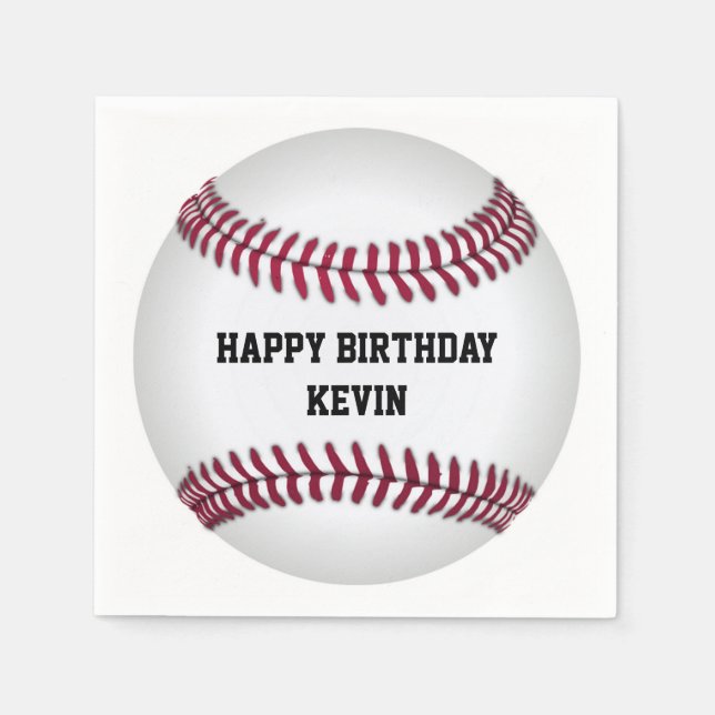 Serviette En Papier Papier de fête d'anniversaire de baseball (Devant)