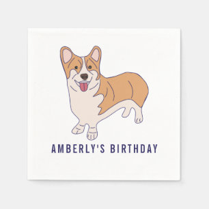 Serviette En Papier Papier de fête d'anniversaire de Chien Corgi perso