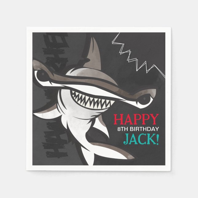 Serviette En Papier Papier de fête d'anniversaire de requin Hammerhead (Devant)