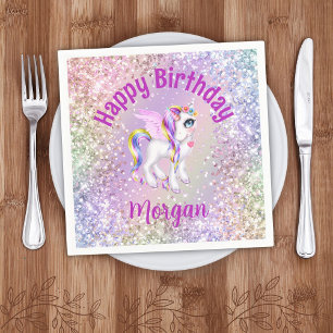 Serviette En Papier Papier de fête d'anniversaire licorne magique
