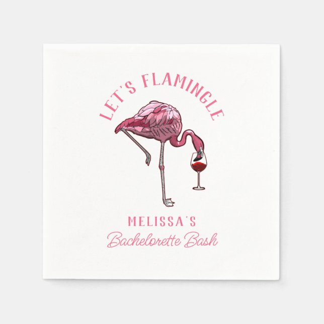 Serviette En Papier Papier de fête de Bachelorette de flamant rose drô (Devant)