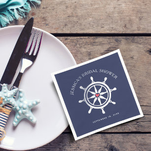 Serviette En Papier Papier de Fête des mariées bleu marine à roue