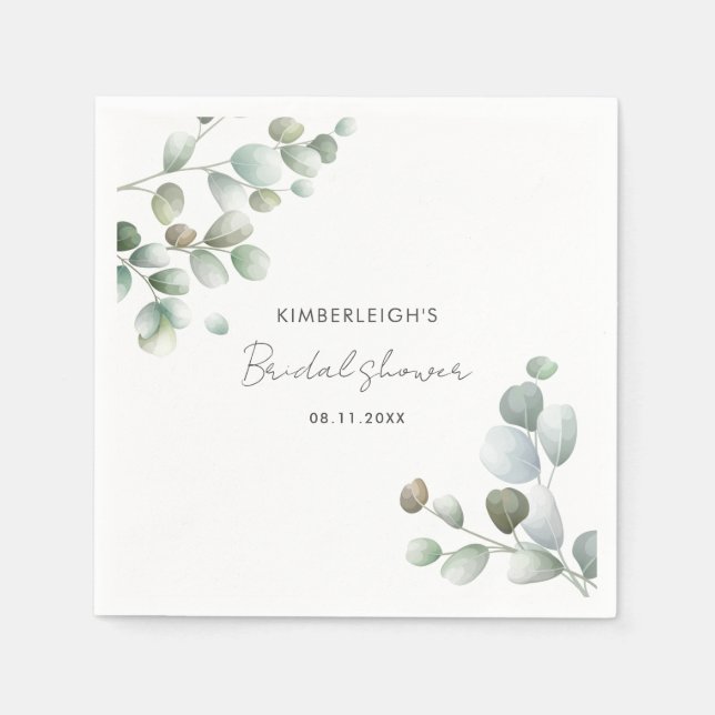 Serviette En Papier Papier de Fête des mariées de feuillage Eucalyptus (Devant)