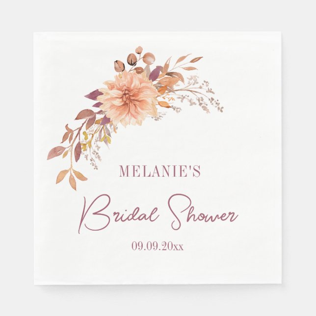 Serviette En Papier Papier de Fête des mariées Floral Boho Napkin (Devant)