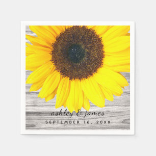 Serviette En Papier Papier de fête personnalisé Tournesol Rustique