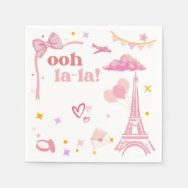 Serviette En Papier Papier de fête Tour Eiffel rose