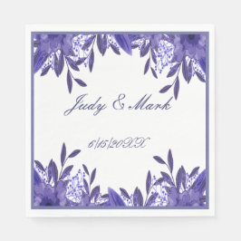 Serviette En Papier Papier de feuillage bleu violet Floral