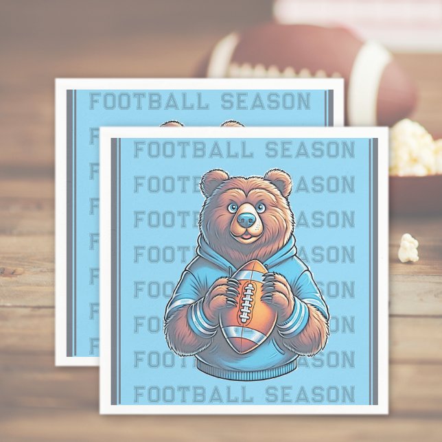 Serviette En Papier Papier de football personnalisé bleu (Blue Custom Football Paper Napkins)