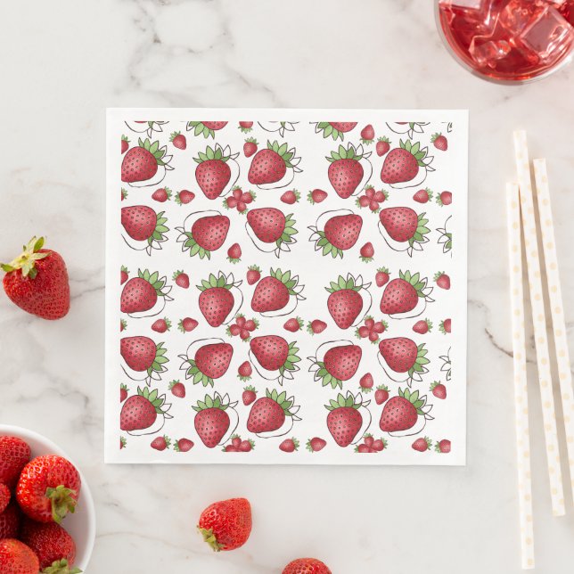 Serviette En Papier Papier de fraise d'été (En situation)