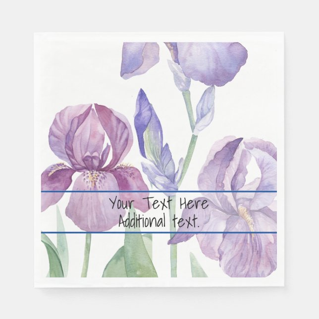 Serviette En Papier Papier de jardin Iris violet Napkin (Devant)