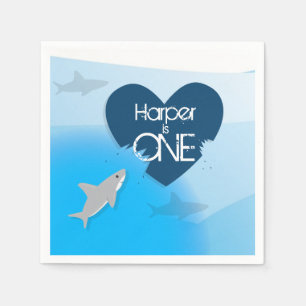 Serviette En Papier Papier de la fête d'anniversaire du requin servie