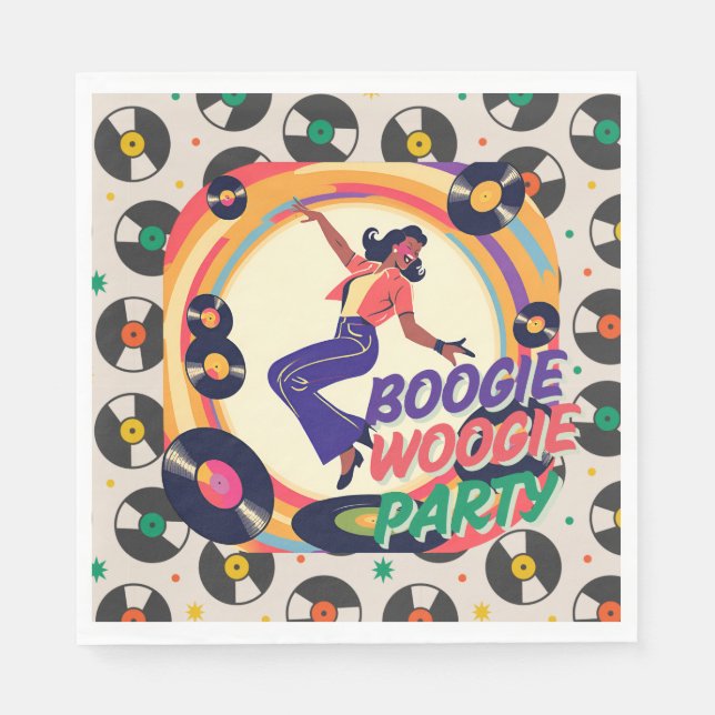 Serviette En Papier Papier de la partie Boogie Woogie Retro (Devant)