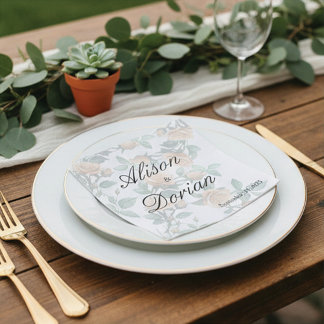 Serviette En Papier Papier de mariage élégant abricot orange rose