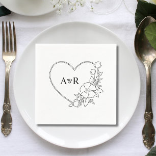 Serviette En Papier Papier de mariage floral à verdure minimale person