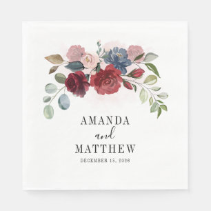 Serviette En Papier Papier de mariage personnalisé à l'aquarelle