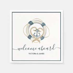 Serviette En Papier Papier de mariage personnalisé Navy Nautical & Bla