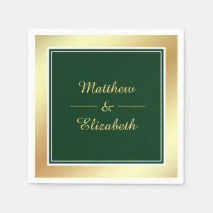 Serviette En Papier Papier de mariage vert en feuille d'or fausse