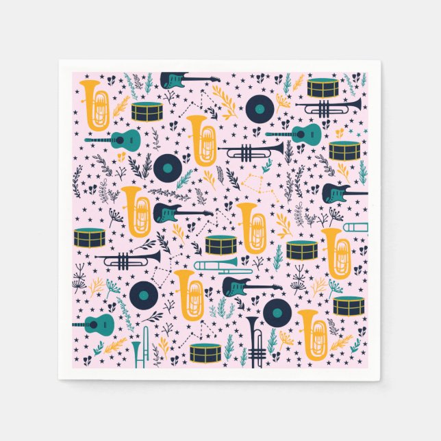 Serviette En Papier Papier de musique Instruments (Devant)