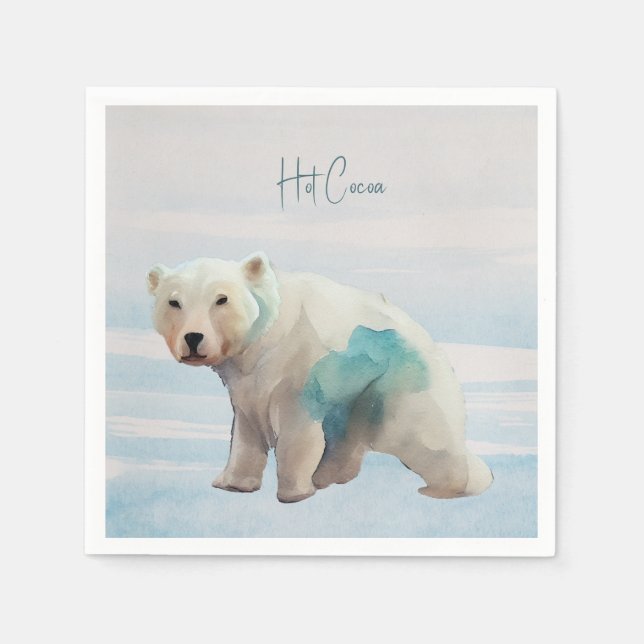 Serviette En Papier Papier de Noël blanc et bleu Polaire (Devant)