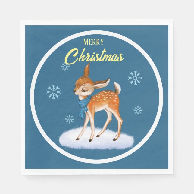 Serviette En Papier Papier de Noël de cerf mou Napkin (Devant)