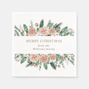 Serviette En Papier papier de noël floral d'hiver moderne