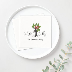 Serviette En Papier Papier de Noël Holly Jolly Cute Funny Penguin